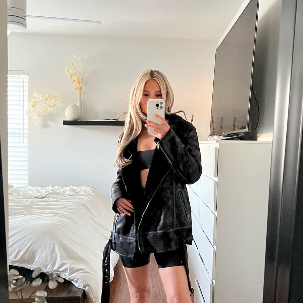 Boohoo Biker Faux Fur Jacket. Size US 4